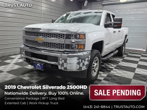 White 2019 Chevrolet Silverado 2500HD WT Double Cab 8FT Long Bed 6.0L V8 Work Pickup Truck w/Convenien for sale in Sykesville, MD