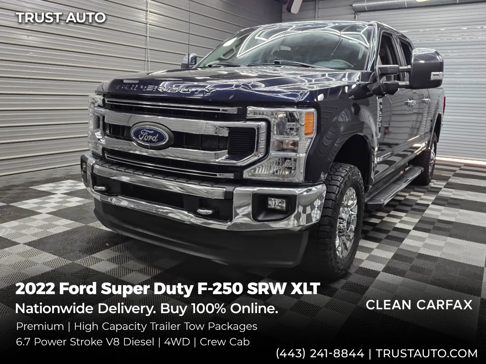 Blue 2022 Ford Super Duty F-250 SRW XLT 4WD Crew Cab Power Stroke Diesel Pickup Truck w/Premium/Trailer Tow Pkgs for sale in Sykesville, MD