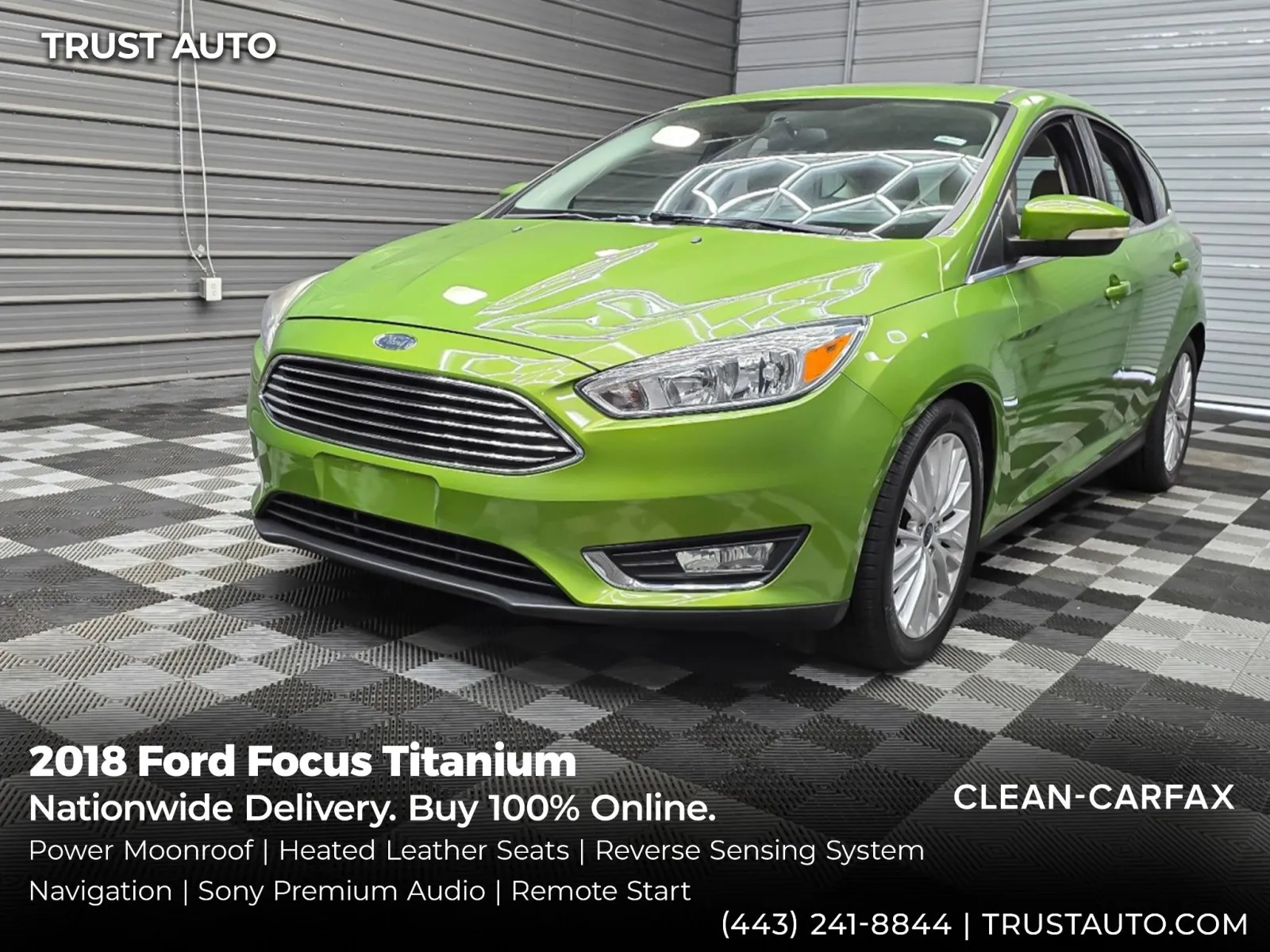 Green 2018 Ford Focus Titanium Hatchback for sale in Sykesville, MD