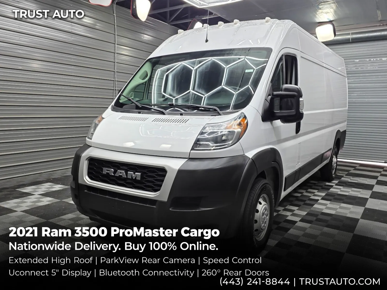 White 2021 Ram 3500 ProMaster Cargo 159''WB High Roof Extended Minivan/Van for sale in Sykesville, MD