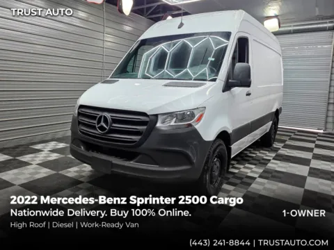 White 2022 Mercedes-Benz Sprinter 2500 Cargo 144''WB High Roof Diesel Minivan/Van for sale in Sykesville, MD