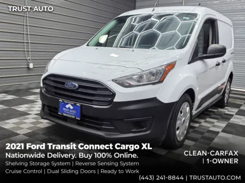 White 2021 Ford Transit Connect Cargo XL 105'' SWB Minivan/Van w/Shelving Storage System for sale in Sykesville, MD