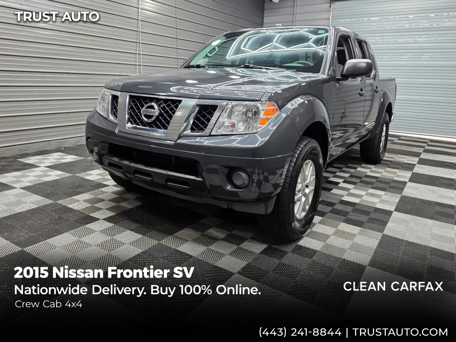 Gray 2015 Nissan Frontier SV 4WD Crew Cab Pickup Truck for sale in Sykesville, MD