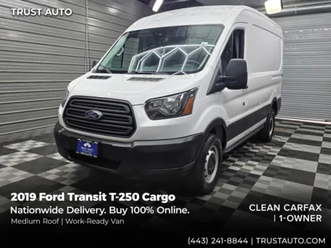 White 2019 Ford Transit T-250 Cargo Medium Roof 130''WB Minivan/Van for sale in Sykesville, MD