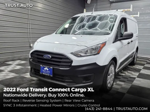 White 2022 Ford Transit Connect Cargo XL 121''LWB Minivan/Van w/Roof Racks for sale in Sykesville, MD