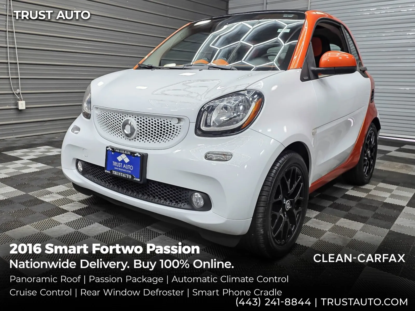 Orange 2016 smart fortwo Passion Coupe w/6-Speed A/T for sale in Sykesville, MD