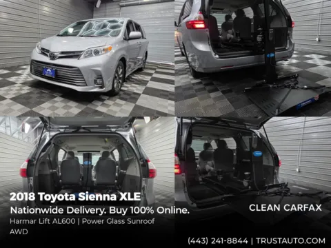 Silver 2018 Toyota Sienna XLE AWD Minivan/Van w/Harmar Mobility Lifts for sale in Sykesville, MD