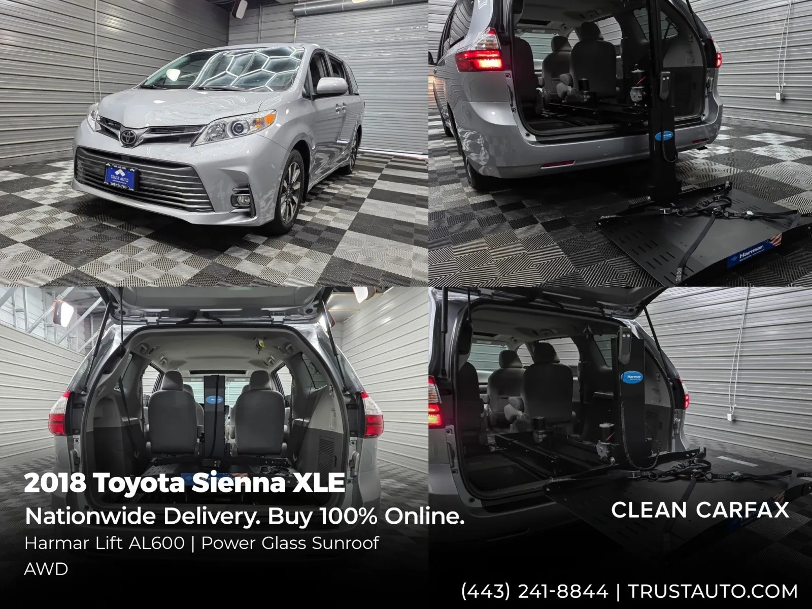 2018 Toyota Sienna XLE AWD Minivan/Van w/Harmar Mobility Lifts