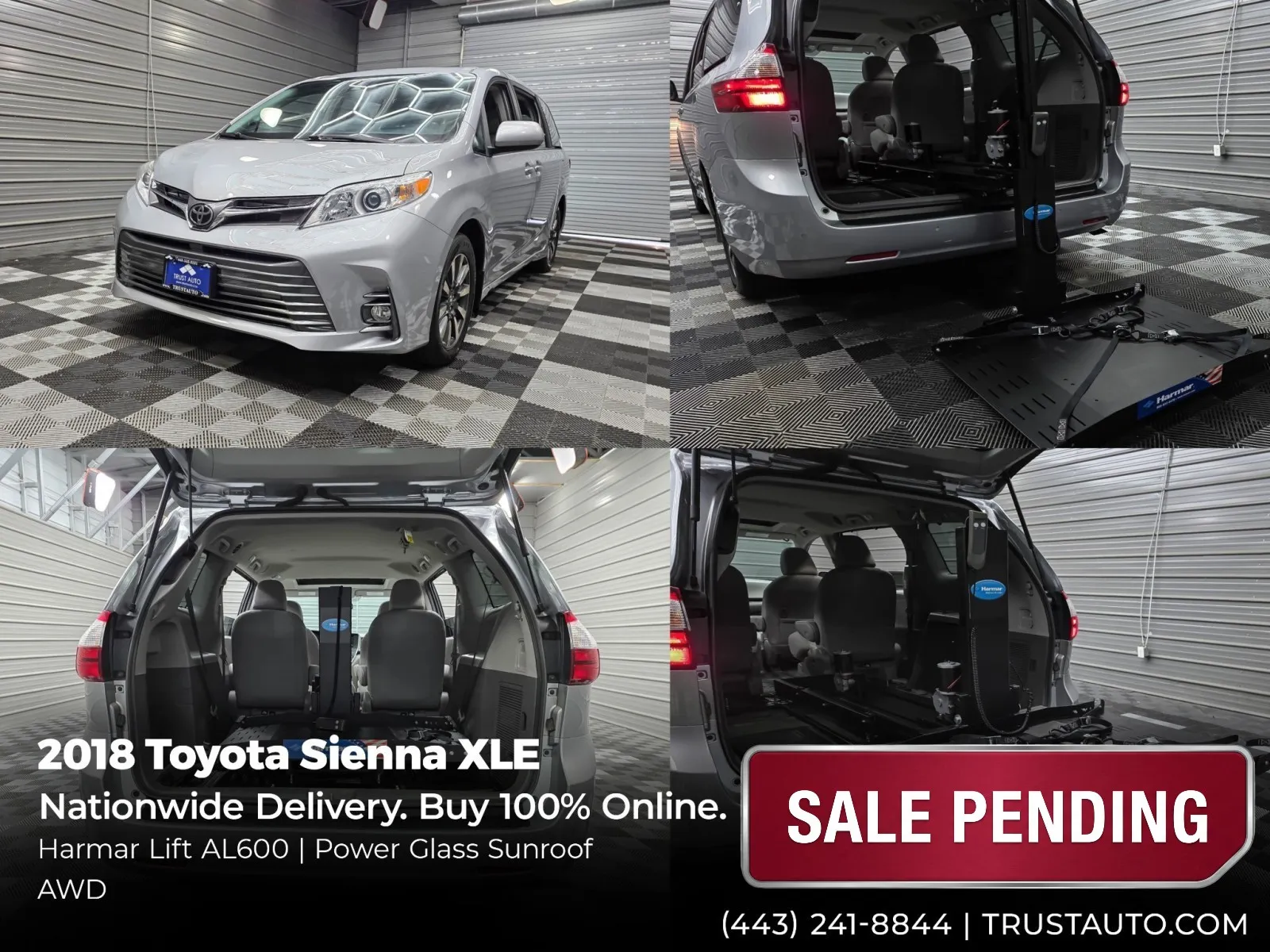 2018 Toyota Sienna XLE AWD Minivan/Van w/Harmar Mobility Lifts for sale in Sykesville, MD