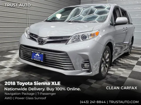 Silver 2018 Toyota Sienna XLE AWD 7-Passenger Minivan/Van w/Navigation Pkg for sale in Sykesville, MD