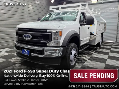 White 2021 Ford F-550 Super Duty Chassis XL 169''WB DRW Regular Cab Service Body w/Contractor Rack for sale in Sykesville, MD