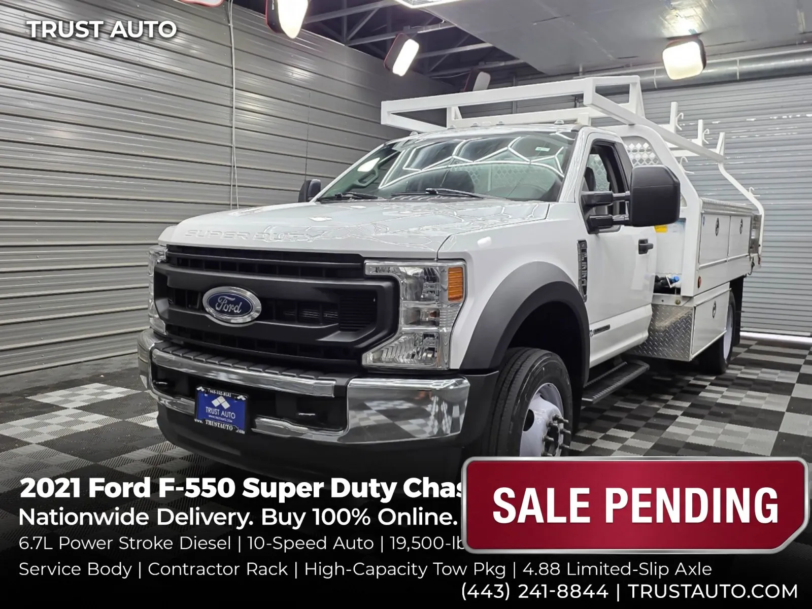 2021 Ford F-550 Super Duty Chassis XL 169''WB DRW Regular Cab Service Body w/Contractor Rack