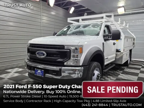 White 2021 Ford F-550 Super Duty Chassis XL 169''WB DRW Regular Cab Service Body w/Contractor Rack for sale in Sykesville, MD