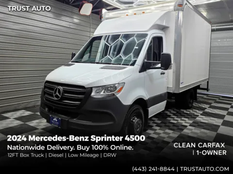 White 2024 Mercedes-Benz Sprinter 12FT Box Truck 4500 144''WB DRW Diesel Commercial for sale in Sykesville, MD
