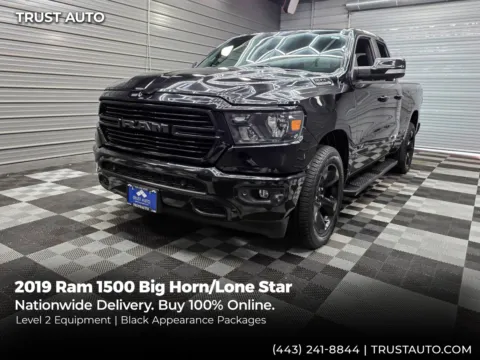 Black 2019 Ram 1500 Big Horn/Lone Star 4WD Quad Cab Pickup Truck w/Level 2 Equipment/Black Appearance Pkgs for sale in Sykesville, MD