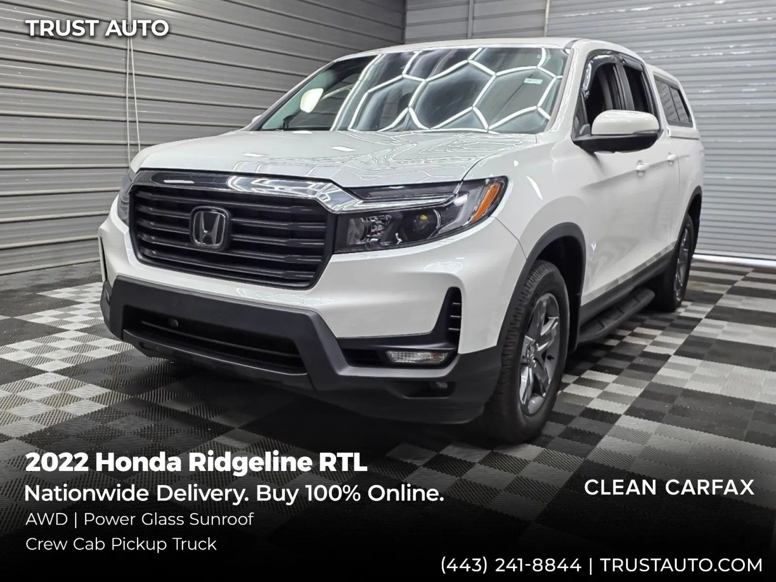White 2022 Honda Ridgeline RTL AWD Crew Cab Pickup Truck for sale in Sykesville, MD