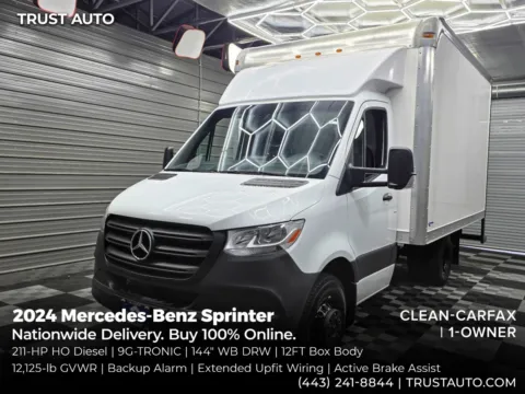 White 2024 Mercedes-Benz Sprinter 12FT Box Truck 4500 144''WB DRW Diesel Commercial for sale in Sykesville, MD