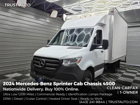White 2024 Mercedes-Benz Sprinter Cab Chassis 4500 144''WB DRW Standard Roof Diesel Commercial Van for sale in Sykesville, MD
