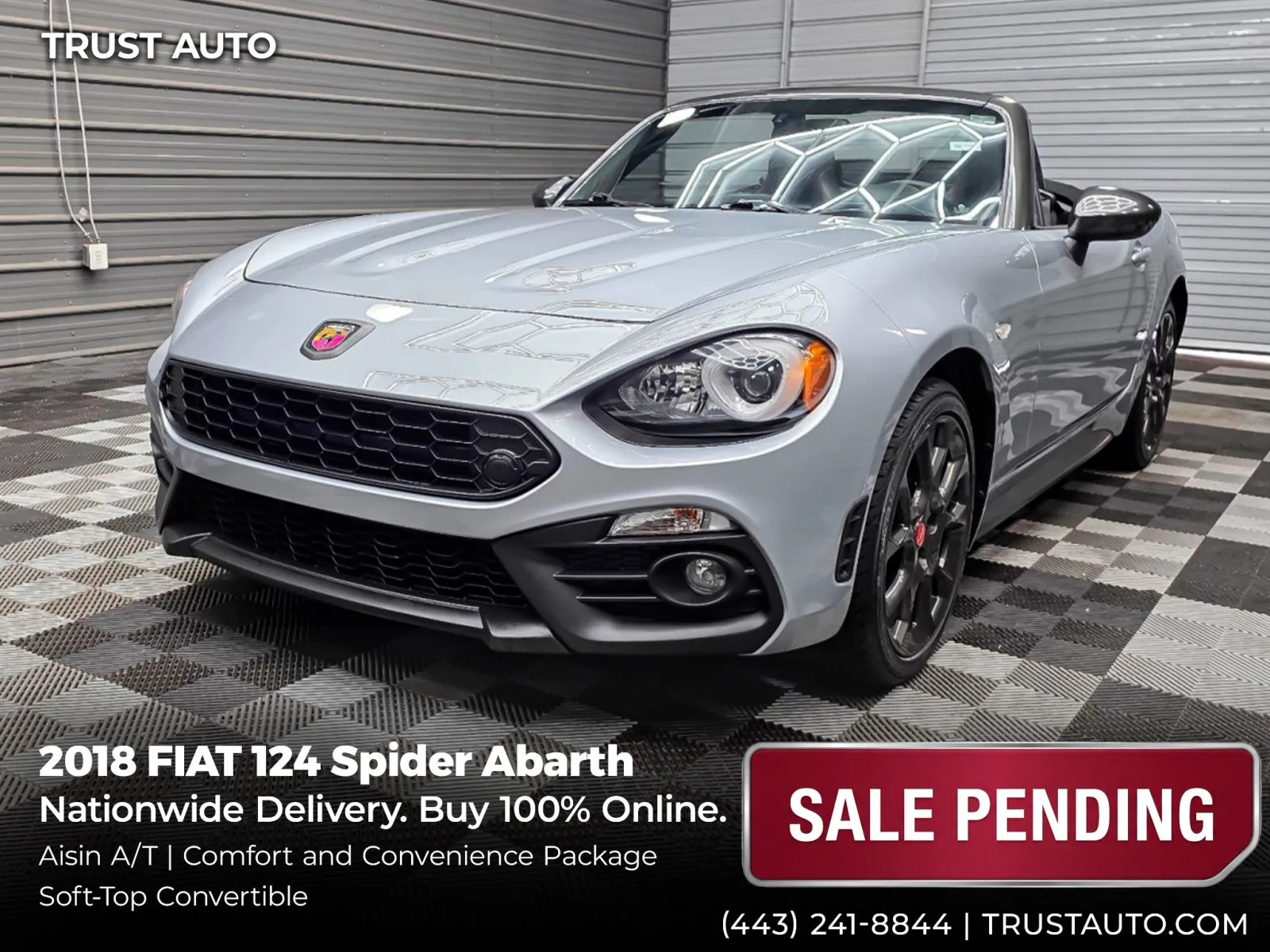 Silver 2018 Fiat 124 Spider Abarth Soft-Top Convertible w/Aisin A/T for sale in Sykesville, MD