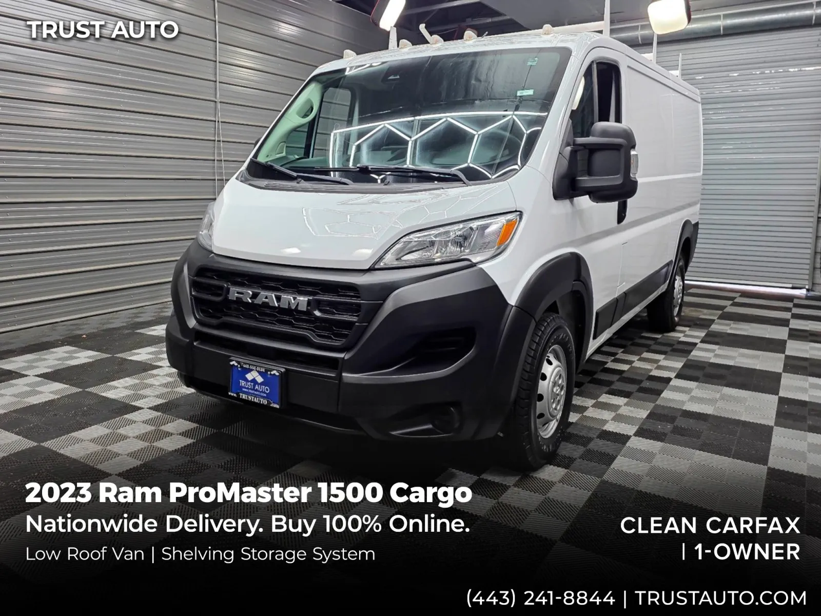 White 2023 Ram ProMaster 1500 Cargo 136''WB Low Roof Minivan/Van w/Shelving Storage System for sale in Sykesville, MD