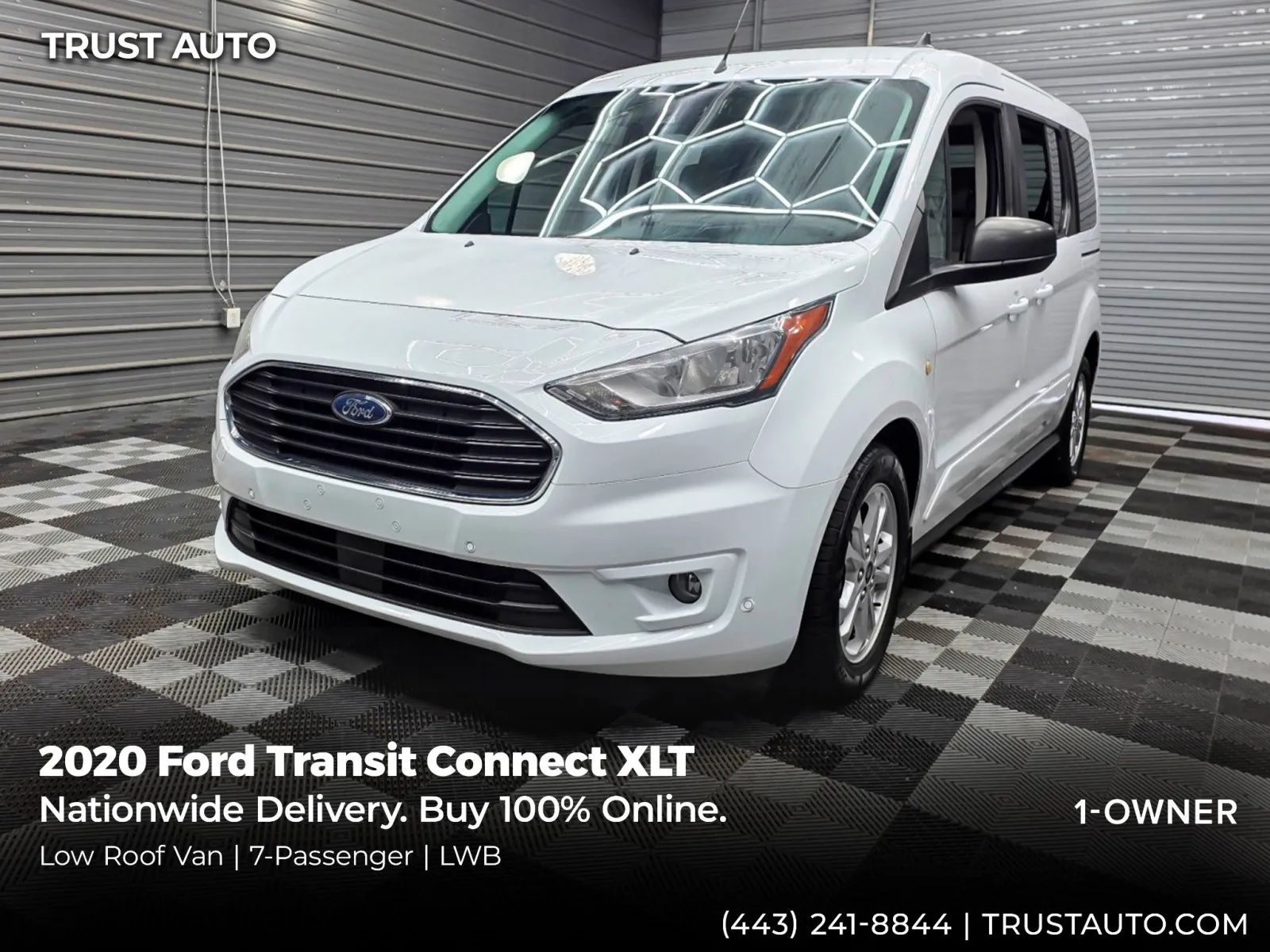 White 2020 Ford Transit Connect XLT LWB 7-Passenger Minivan/Van for sale in Sykesville, MD