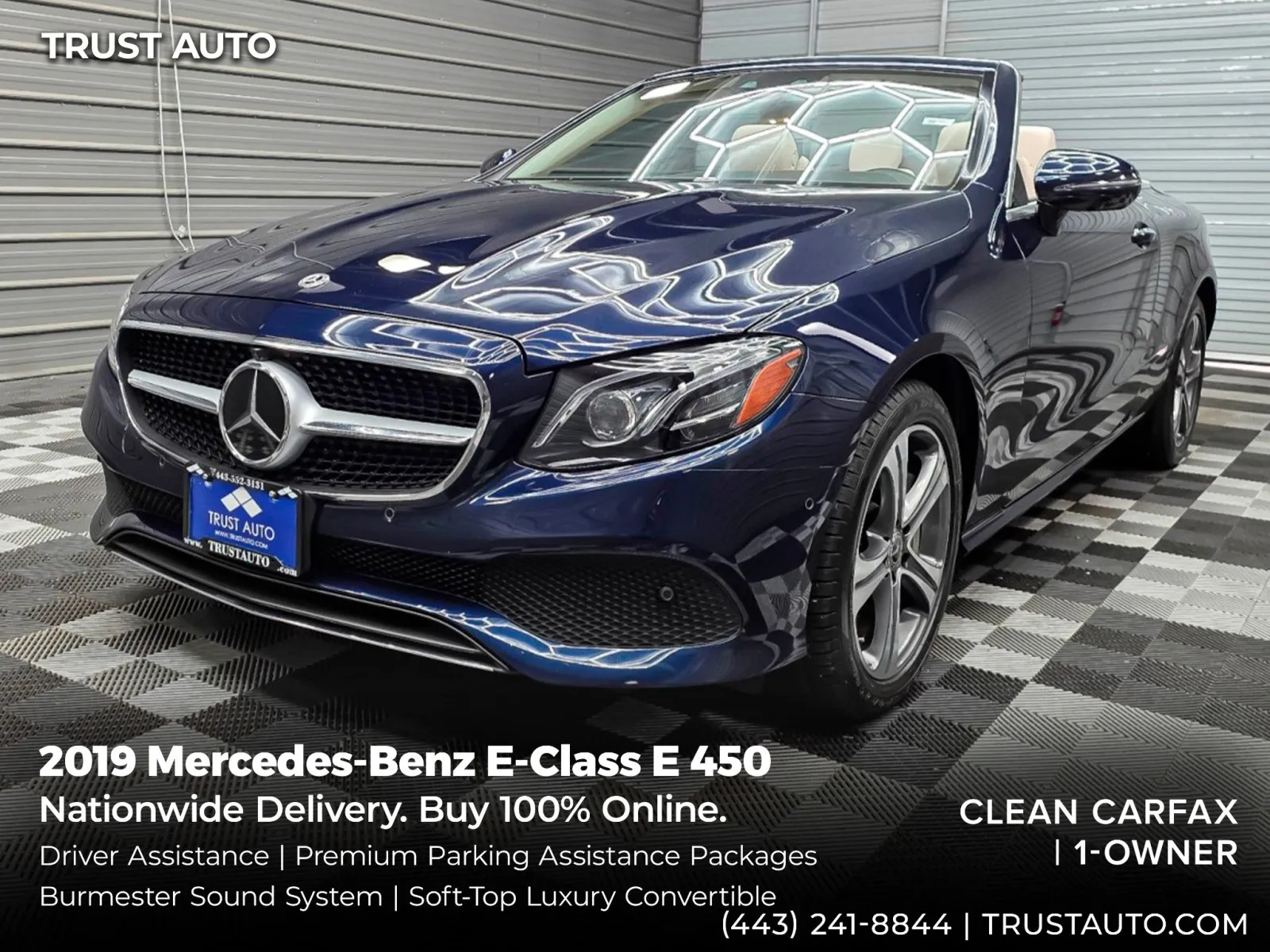 Blue 2019 Mercedes-Benz E-Class E 450 4MATIC Soft-Top Convertible w/Driver Assistance/Premium Pkgs for sale in Sykesville, MD