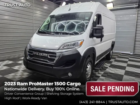 White 2023 Ram ProMaster 1500 Cargo 136''WB High Roof Minivan/Van w/Driver Convenience Group/Shelvin for sale in Sykesville, MD