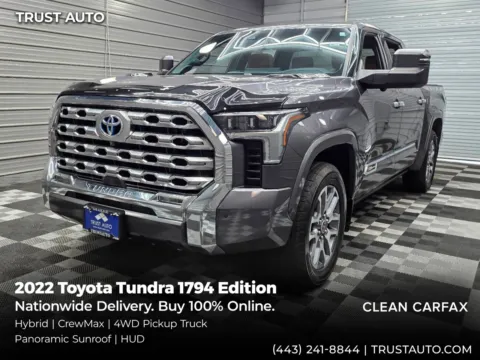 Gray 2022 Toyota Tundra 1794 Edition 4WD Hybrid CrewMax Pickup Truck for sale in Sykesville, MD