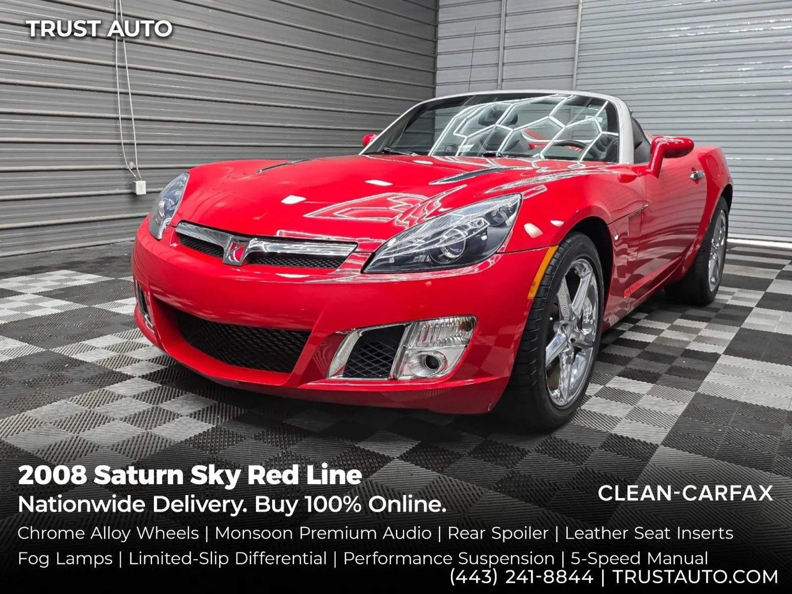 Red 2008 Saturn Sky Red Line 5-Speed Manual Soft-Top Convertible Coupe for sale in Sykesville, MD