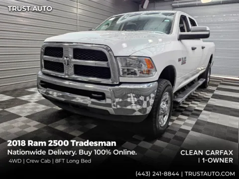 White 2018 Ram 2500 Tradesman 4WD Crew Cab 8FT Long Bed Pickup Truck for sale in Sykesville, MD