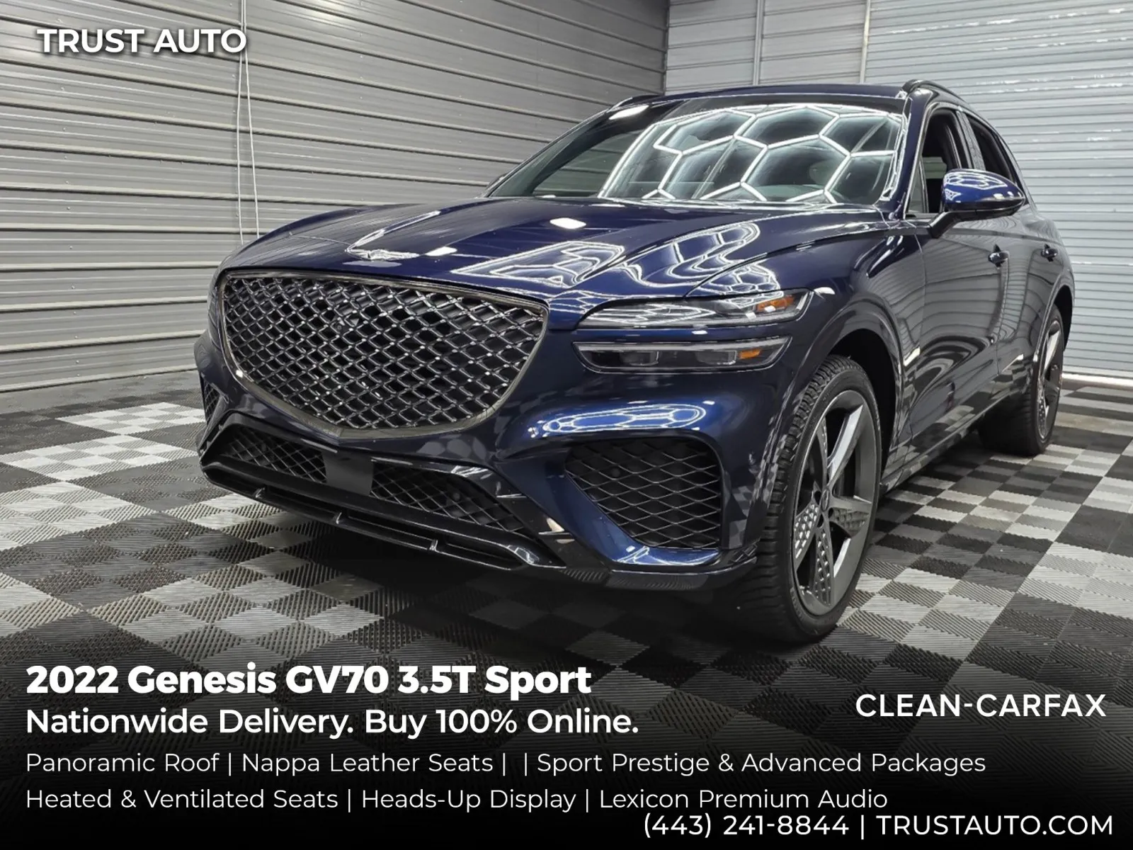 Blue 2022 Genesis GV70 3.5T Sport AWD Luxury SUV w/Sport Advanced/Prestige Pkgs for sale in Sykesville, MD