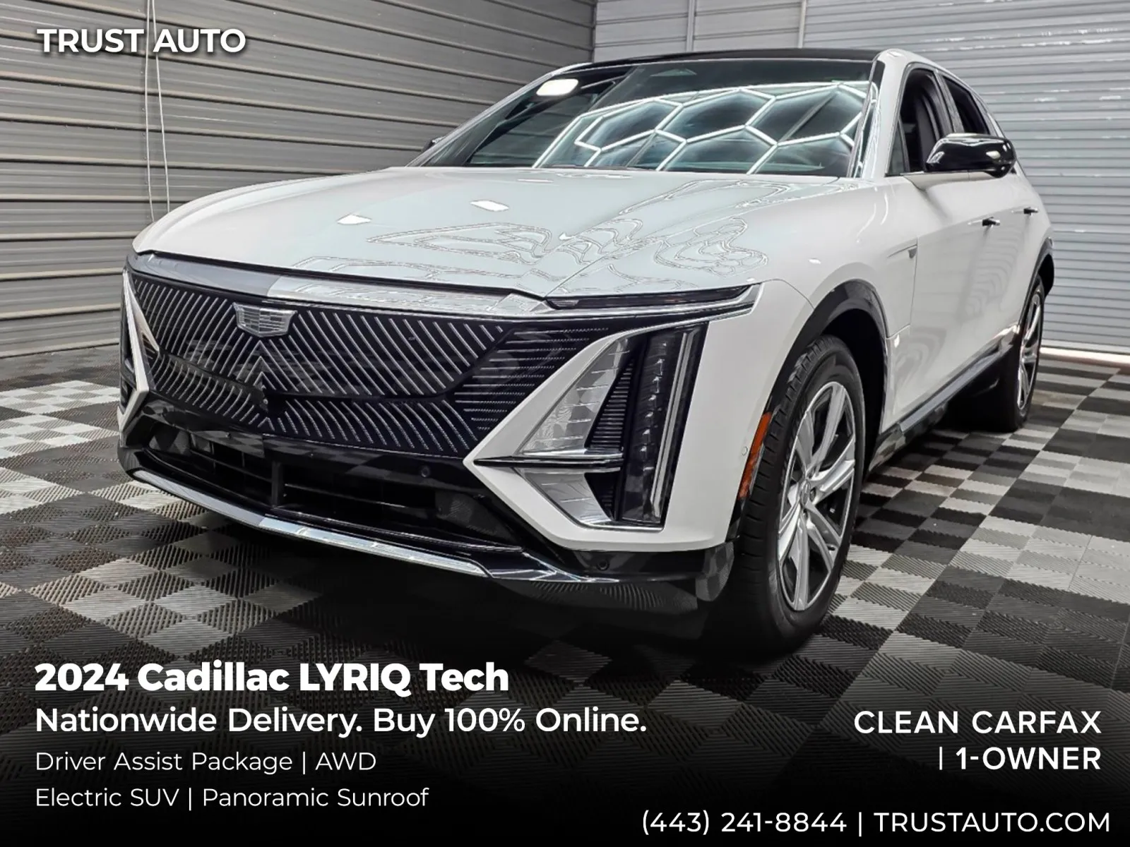 White 2024 Cadillac LYRIQ Tech AWD Electric Luxury SUV w/Driver Assist Pkg for sale in Sykesville, MD
