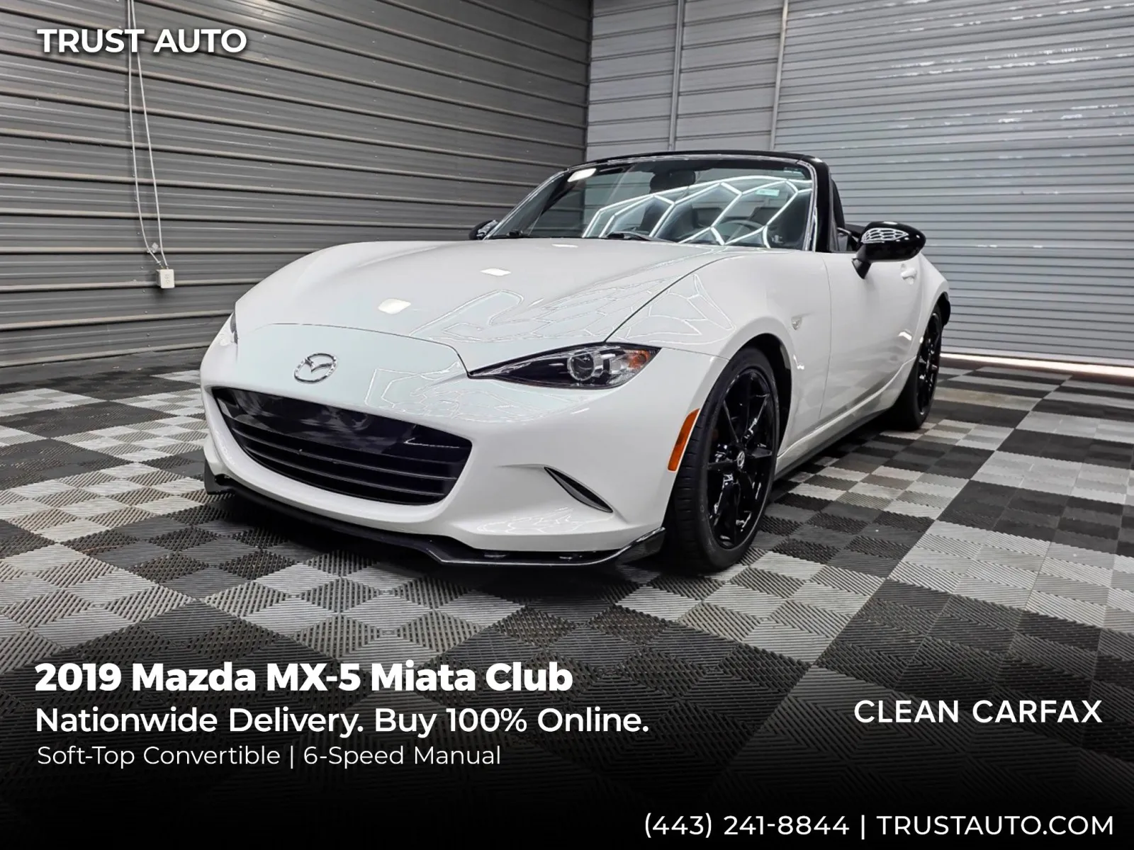 2019 Mazda MX-5 Miata Club 6-Speed Manual Soft-Top Convertible