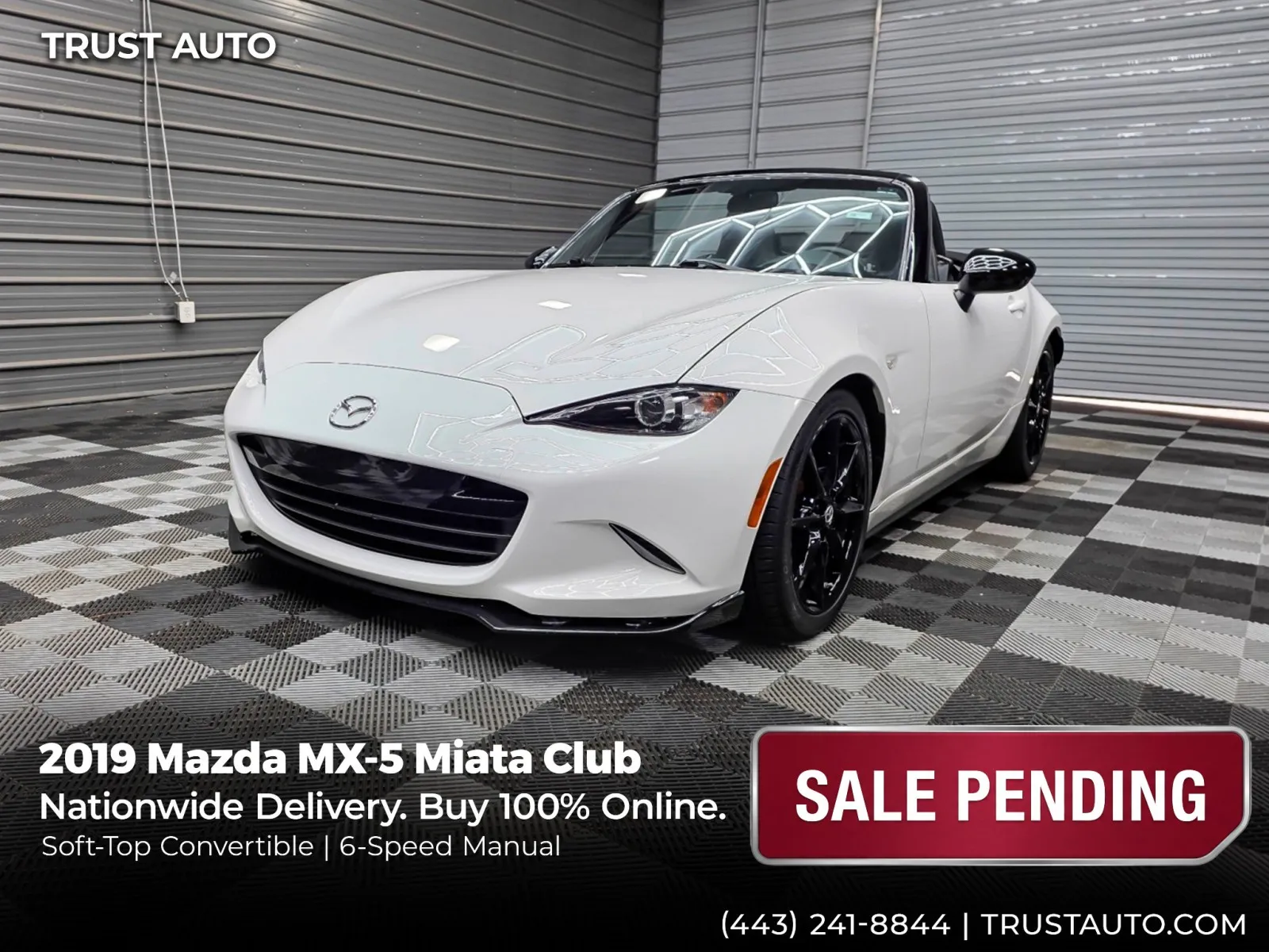 2019 Mazda MX-5 Miata Club 6-Speed Manual Soft-Top Convertible for sale in Sykesville, MD