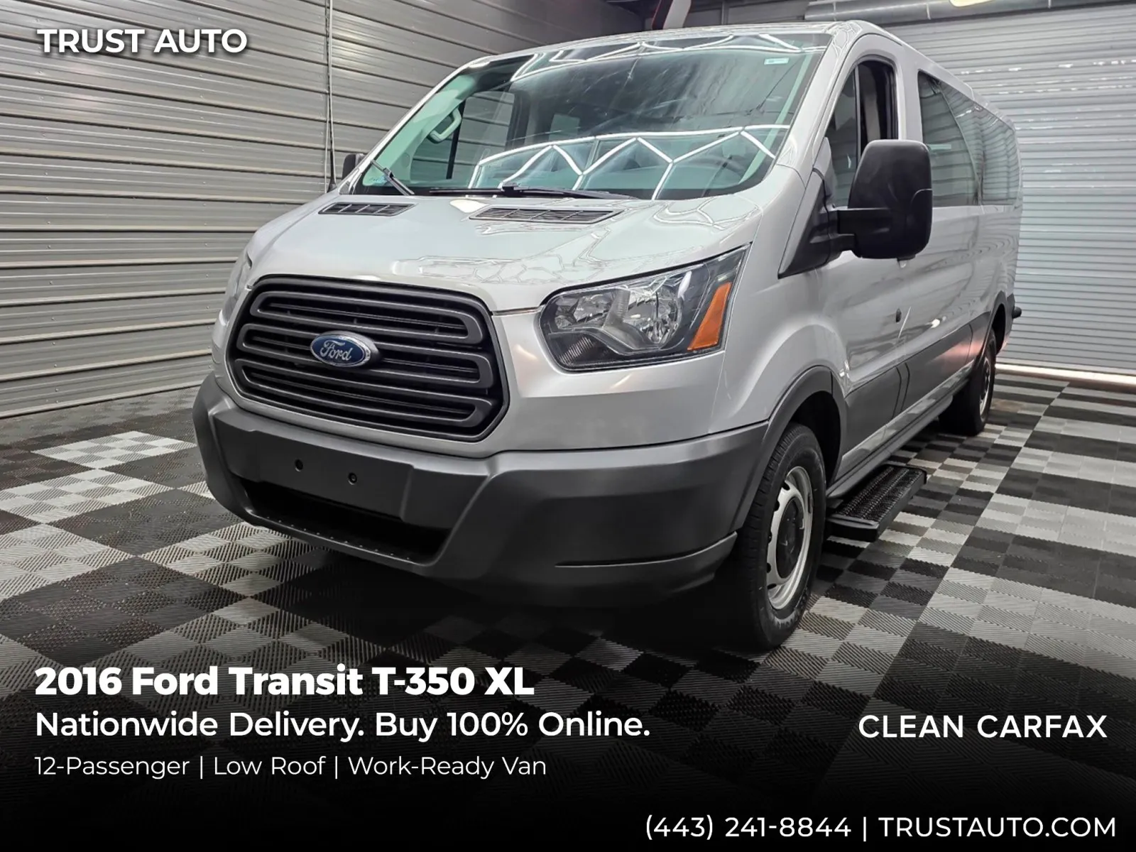 Silver 2016 Ford Transit T-350 12-Passenger XL 148''WB Low Roof Minivan/Van for sale in Sykesville, MD