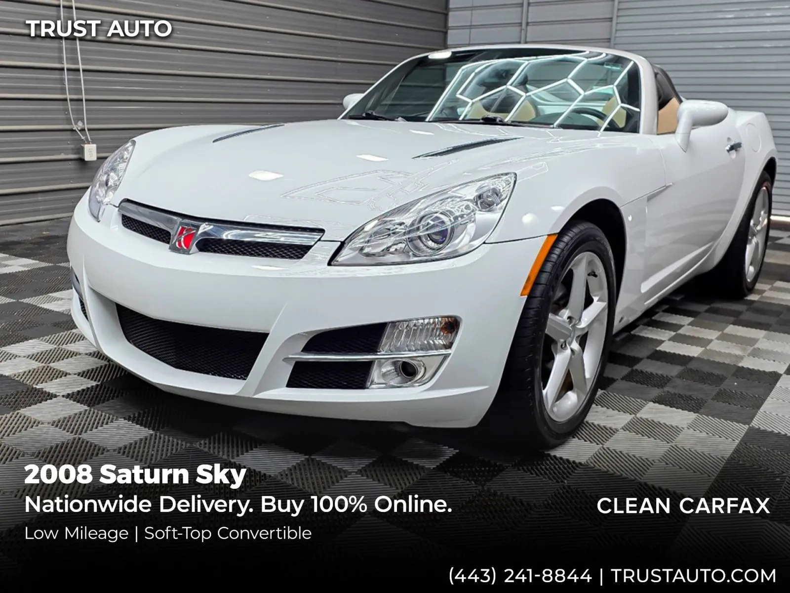 White 2008 Saturn Sky Soft-Top Convertible Coupe for sale in Sykesville, MD