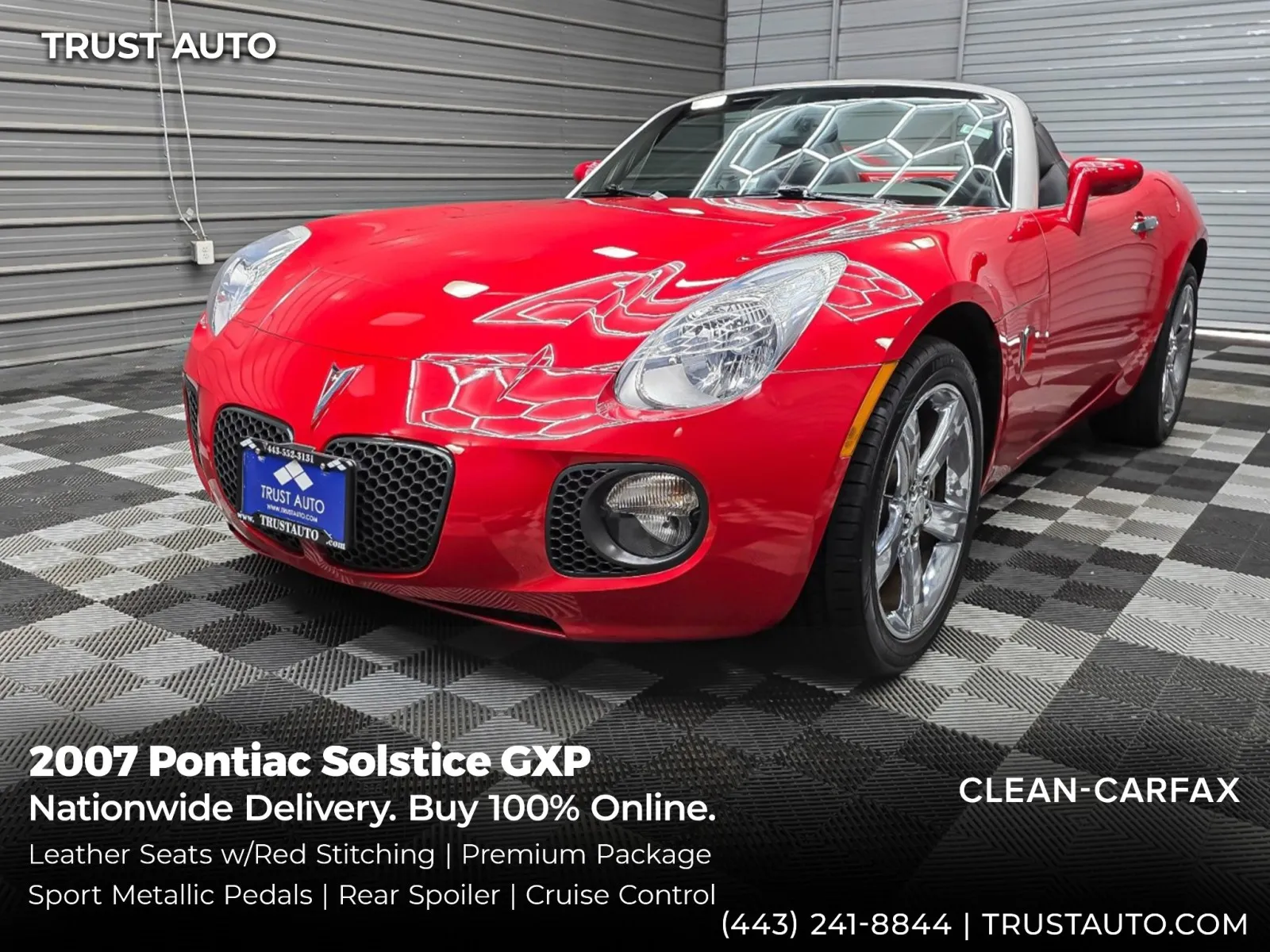 Red 2007 Pontiac Solstice GXP 5-Speed Manual Soft-Top Convertible for sale in Sykesville, MD