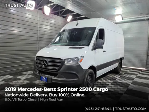 White 2019 Mercedes-Benz Sprinter 2500 Cargo 144''WB High Roof 10FT Diesel Minivan/Van for sale in Sykesville, MD
