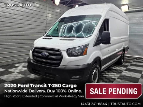 White 2020 Ford Transit T-250 Cargo 148''WB High Roof Extended Minivan/Van for sale in Sykesville, MD