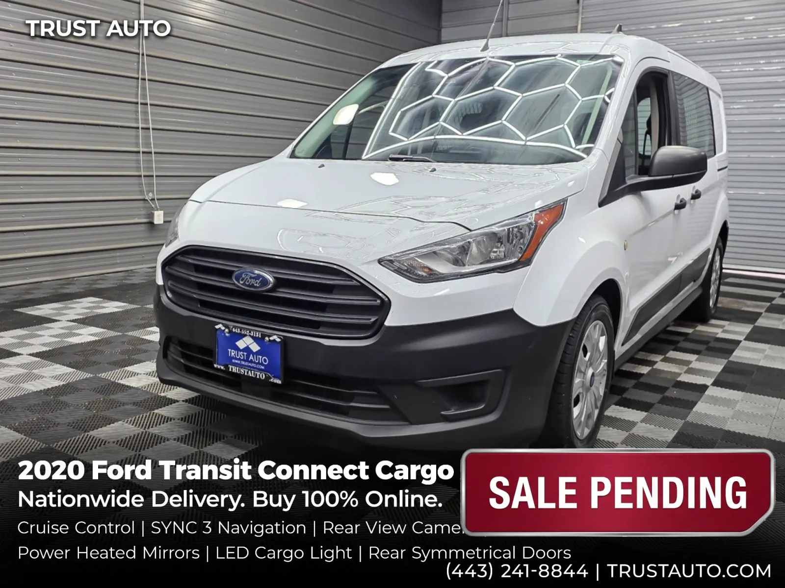 White 2020 Ford Transit Connect Cargo XL 121'' LWB Minivan/Van w/Rear Symmetrical Doors for sale in Sykesville, MD
