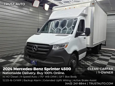 White 2024 Mercedes-Benz Sprinter 12FT Box Truck 4500 170''WB DRW Diesel Commercial for sale in Sykesville, MD