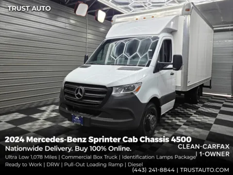 White 2024 Mercedes-Benz Sprinter Cab Chassis 4500 170''WB DRW Standard Roof Diesel Commercial Van for sale in Sykesville, MD