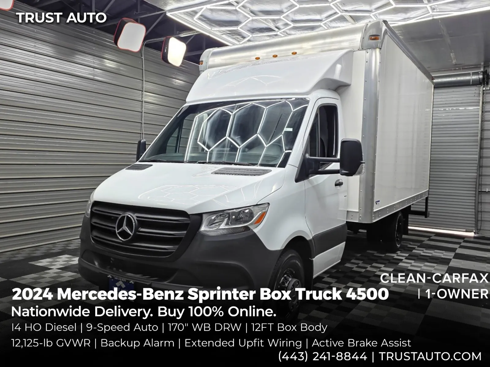 White 2024 Mercedes-Benz Sprinter 12FT Box Truck 4500 170''WB DRW Diesel Commercial for sale in Sykesville, MD