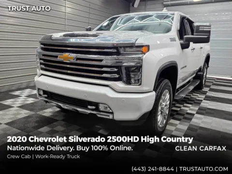 White 2020 Chevrolet Silverado 2500HD High Country 4WD Crew Cab Pickup Truck for sale in Sykesville, MD