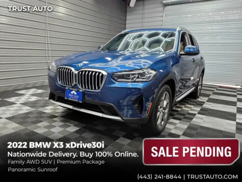 Blue 2022 BMW X3 xDrive30i AWD Luxury SUV w/Premium Pkg for sale in Sykesville, MD