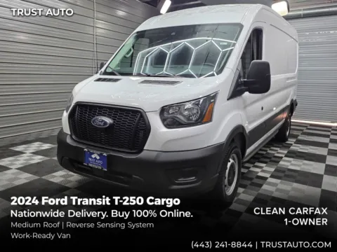 White 2024 Ford Transit T-250 Cargo 148''WB Medium Roof Minivan/Van for sale in Sykesville, MD