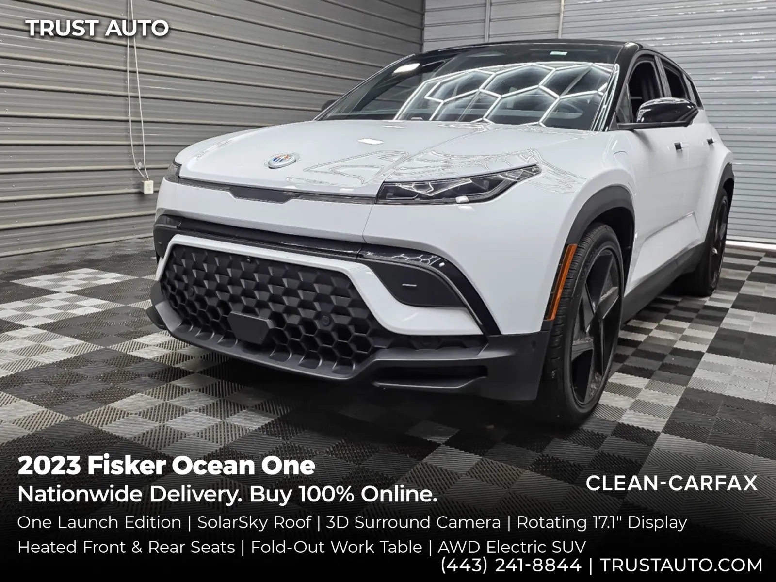 White 2023 Fisker Ocean One AWD Electric SUV for sale in Sykesville, MD