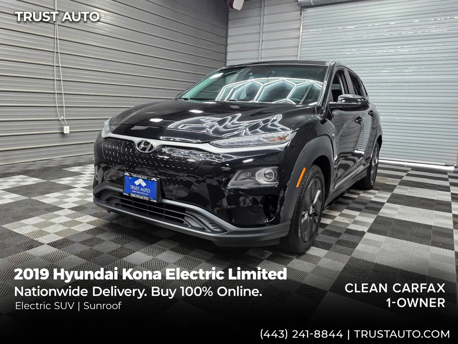 Black 2019 Hyundai Kona Limited E Electric SUV for sale in Sykesville, MD