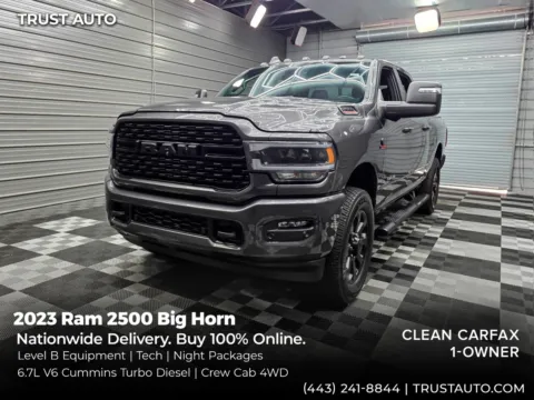 Gray 2023 Ram 2500 Big Horn 4WD Crew Cab 6.7L V6 Cummins Turbo Diesel Pickup Truck w/Night/Tech Pkgs for sale in Sykesville, MD