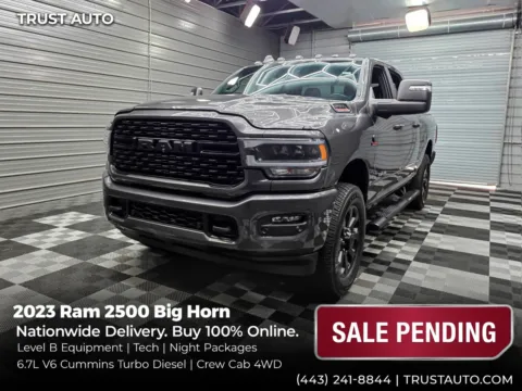 Gray 2023 Ram 2500 Big Horn 4WD Crew Cab 6.7L V6 Cummins Turbo Diesel Pickup Truck for sale in Sykesville, MD